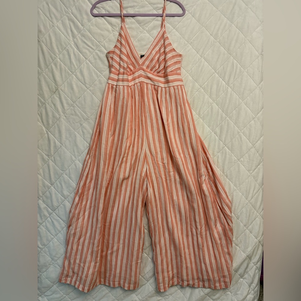 American Eagle Outfitters Pink and White Striped Jumpsuit